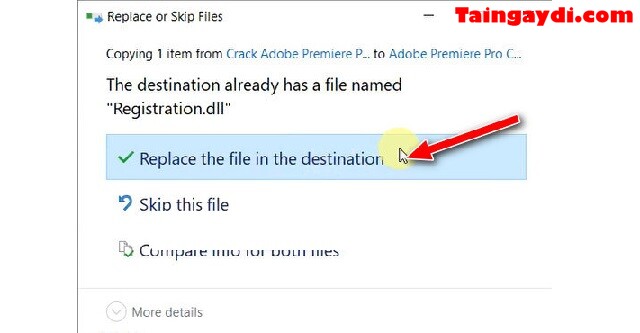 Nhấn chọn Replace the file…