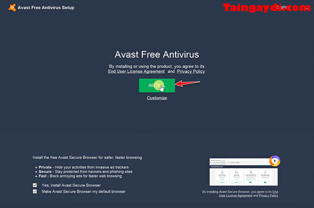 cài đặt Avast free Antivirus 2